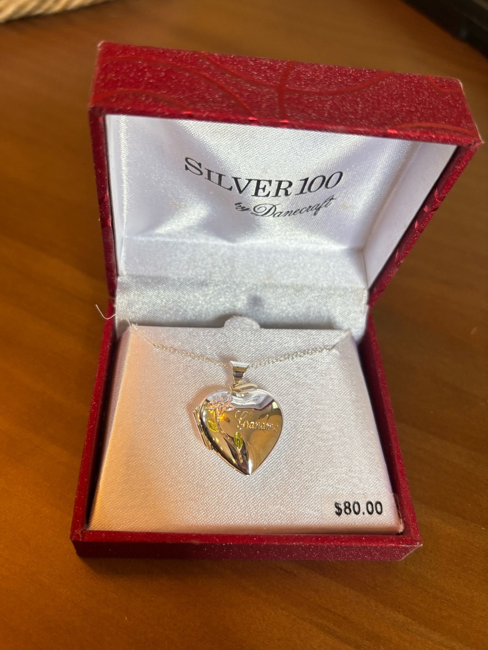 Danecraft Sterling Silver 925 Grandma Heart Locket Pendant 17” Chain Necklace